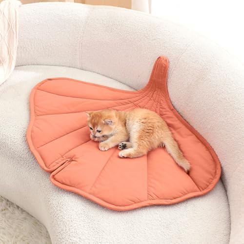 Letalong 31 X 25 Inch Leaf Shaped Cotton Cat Bed Pad, Warming Cat Mat, Pet - Image 6