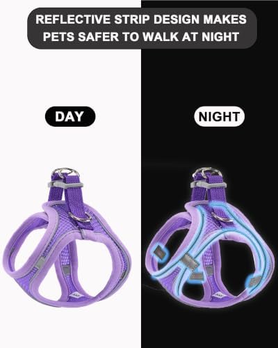 M Purple Soft Mesh Dog Harness and Leash Set, No Escape Puppy Harnesses - Image 4