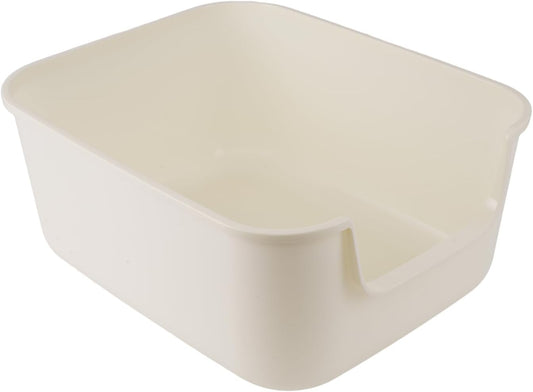 Large Cat Litter Box with High Sides,Cat Boxes for Indoor Cats,Cat Litter Pan for Kitty,Litter Box with Low Entry,Easy to Clean,Anti-Splashing (White)