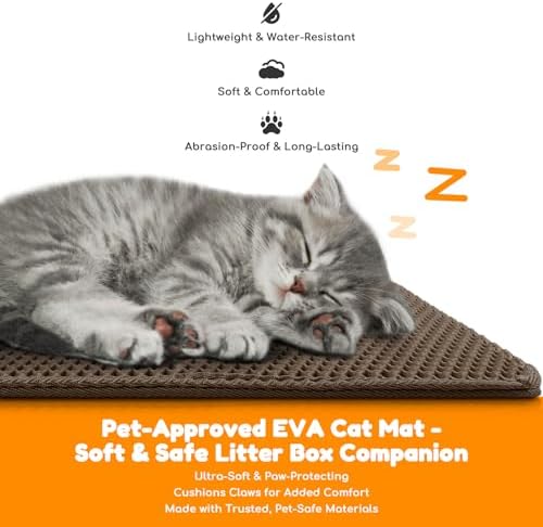 Cat Litter Mat 35"x24", Double Layer EVA Litterbox Mat Brown - Image 5
