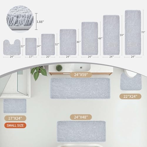 Disolla Silver Grey Bathroom Rugs 20x32, Non-Slip Plush Thick Bath Mat - Image 2