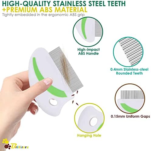 2 Pack Flea Lice Comb, Stainless Steel Dog Cat Grooming Combs - Image 3
