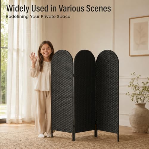 3 Panel PE Rattan Room Divider, Privacy Screen - Image 3