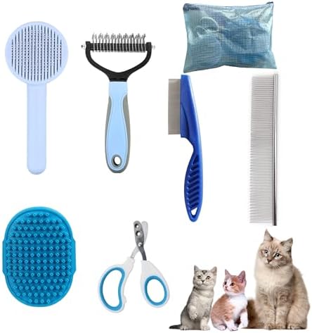 Cat Deshedding & Dematting Brush Kit, 6 Self-Cleaning Tools by POSAPET