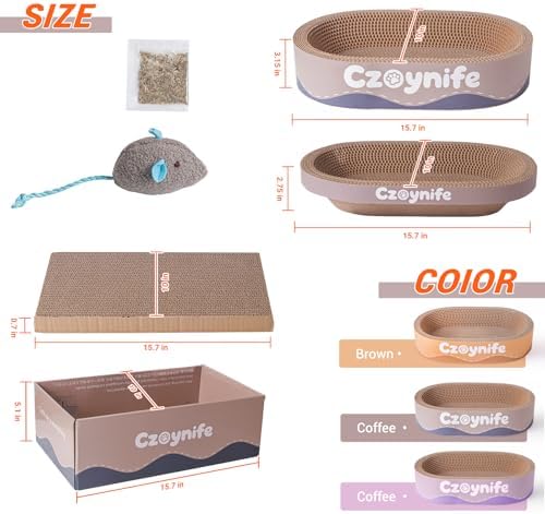 3PCS Cat Scratcher Cardboard, Oval Cat Scratch Pad Bowl Nest - Image 3