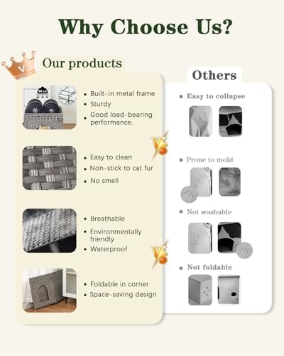 SETVSON Cat Houses for Indoor Cats Extra Large Double Cat Cave - Image 4