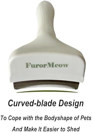 Pet Deshedding Tool with Curve Blade, Cat Grooming Brush, Tight V-shaped Teeth - Image 2
