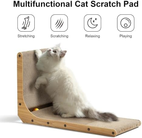 FUKUMARU Cat Scratcher, 26.8 Inch L Shaped Cat Scratch Pad - Image 2