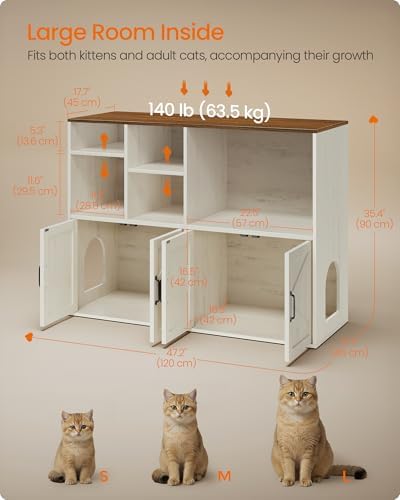 Feandrea Litter Box Enclosure for 2 Cats, - Image 5