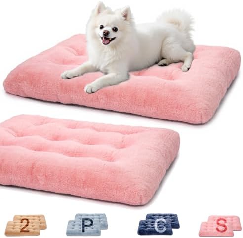 2 Pack Dog Bed, Washable Deluxe Plush Dog Crate Beds by MOIRIG