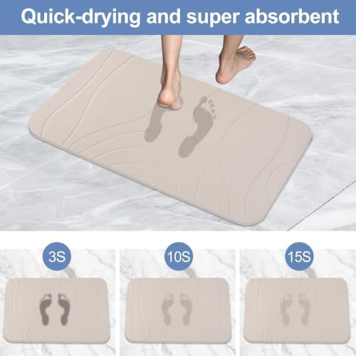 Extra Large Stone Bath Mat, 2 Pack Diatomaceous Earth Shower Mat, Non-Slip - Image 4