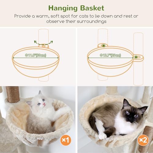 Globlazer Large Cat Tree, 80in Tall Climbing Tower - Image 4