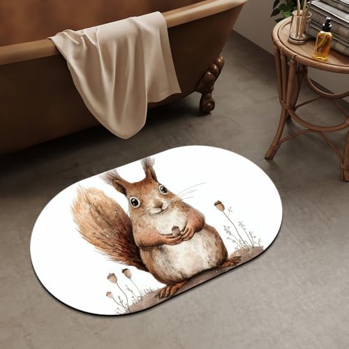 Cute-Squirrel-Super Absorbent Quick-Drying Bathroom Mat Rug, Rubber Non-Slip - Image 2