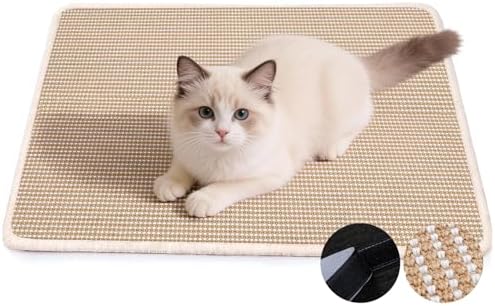 Cat Scratcher Mat, 23.6"x15.7" Natural Sisal Cat Scratch Pad by Petinstinct