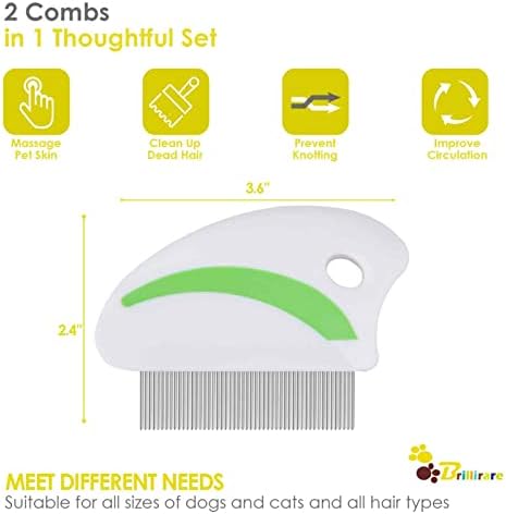 2 Pack Flea Lice Comb, Stainless Steel Dog Cat Grooming Combs - Image 2
