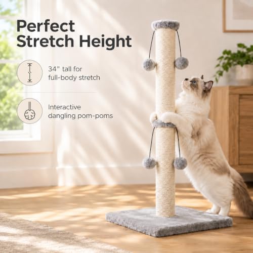 Dimaka 34'' Cat Scratching Post, Cat Scratching Post, Cat Scratcher - Image 6