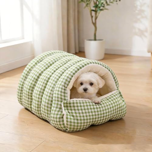 Small Cat Dog Cave Bed Calming Pet Nest Warm Plush Covered Cat House by Unknown