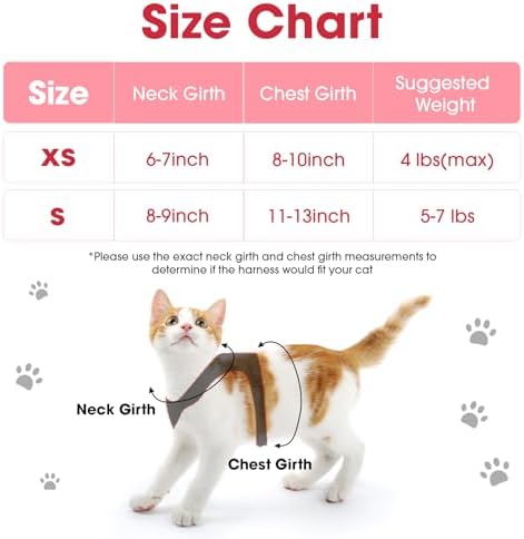 Cat Vest Harness and Leash Set, Escape Proof Kitten Harness Red XS - Image 2