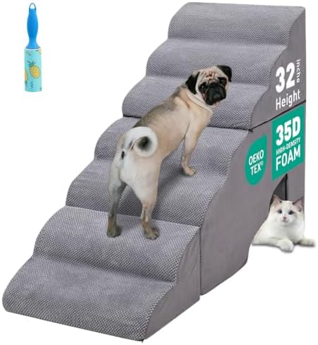 7-Step 35D Foam Dog Stair for High Beds 32 inches Tall by MALOROY