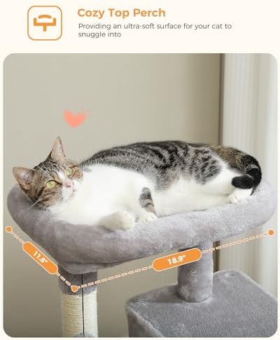 MUTTROS 45.7" Cat Tree with Hammock, Condo & 4 Sisal Posts - Image 5