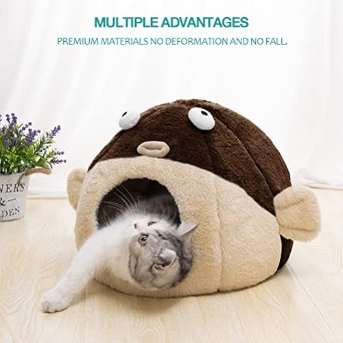 Cat Beds for Indoor Cats-Cat Bed Cave, Cute Lively Pufferfish Shape - Image 5