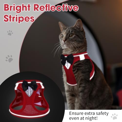 Cat Vest Harness and Leash Set, Escape Proof Kitten Harness Red XS - Image 4