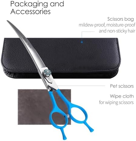 Professional Pet Grooming Curved Scissors, JP440C Alloy Steel, Sharp and Durable - Image 7