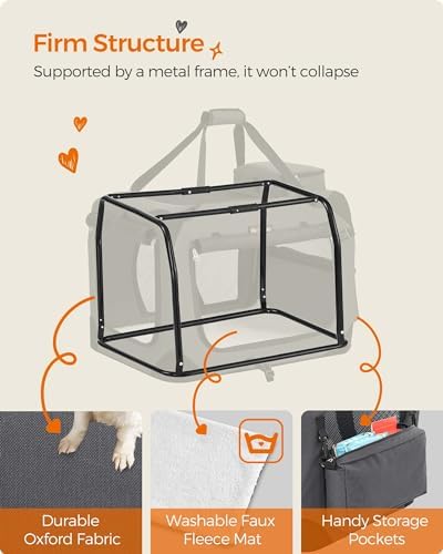 Feandrea Collapsible Soft Dog Crate, Portable Travel Carrier, 24 Inches - Image 6