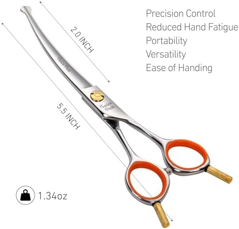 5'' Small Curved Scissors Lightweight Dog Cat Grooming Scissors - Image 6