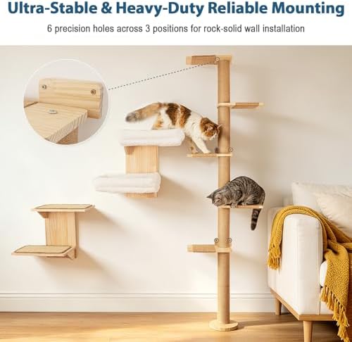 Wall Mounted 5-Tier Cat Scratching Post Tree - Image 7