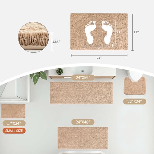 Disolla Beige Bathroom Rugs 17x24, Microfiber Non-Slip Plush Small Bath Mat - Image 2