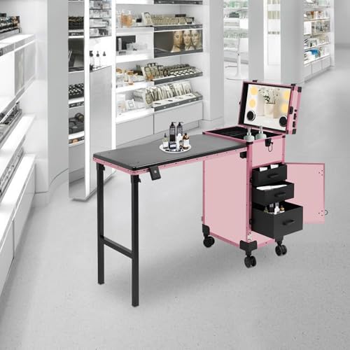 Professional Cosmetic Trolley Storage Organizer, Foldable Nail Tables Travel - Image 2