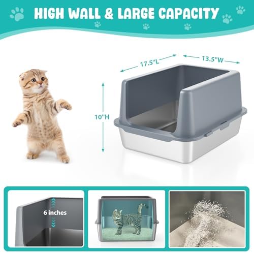 Litter Box with Lid, Stainless Steel Cat Litter Box - Image 2