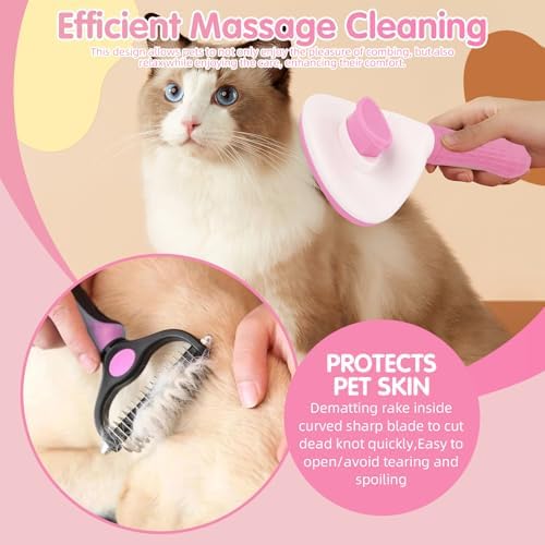 Oromaviela 12PCS Rabbit Bunny Cat Grooming Kit, Self-Cleaning Slicker - Image 3