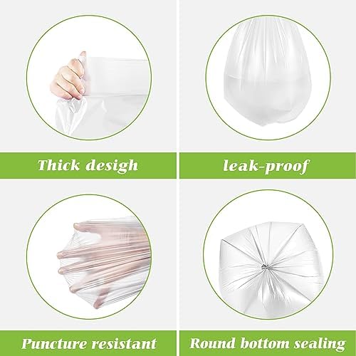 Teivio Clear Trash Bags 5 Gallon 330 Count Unscented Kitchen Garbage Bags - Image 3