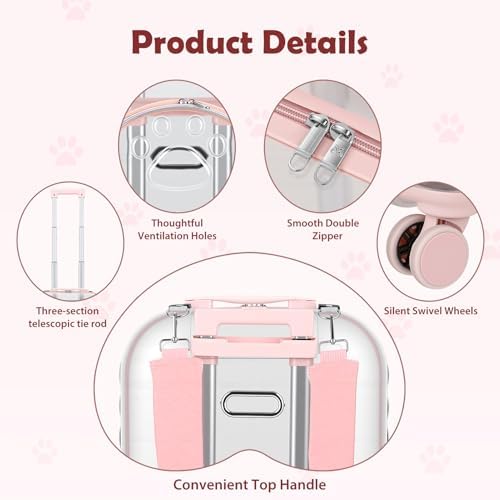 Cat Carrier with Wheels, Rolling Hard Shell Pet Carrier - Image 4