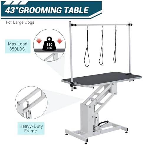 43.3" Hydraulic Pet Grooming Table, Heavy Duty Hydraulic Grooming Table Max - Image 4