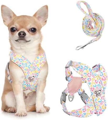 Pawaboo Small Dog Harness and Leash Set, Puppy Harness X-Frame Adjustable by Pawaboo