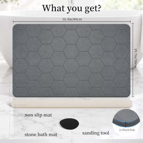 THMINS Extra Large Stone Bath Mat - Image 5