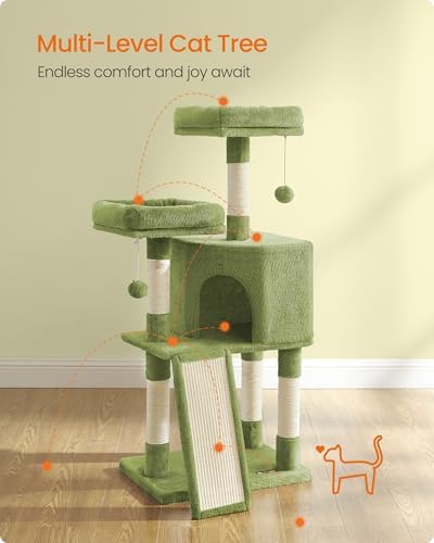 Feandrea Cat Tree, 45.3-Inch Cute Cat Tower, Plush Climbing Condo - Image 4