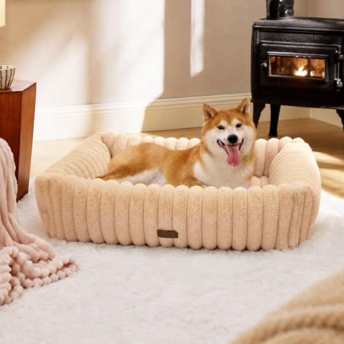 Bedsure ComfyFleece® Dog Beds Large Sized Dog Washable，36in Sandy Beige by BEDSURE