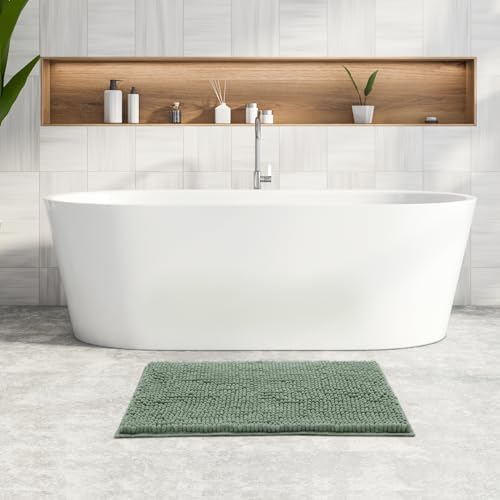 FRESHMINT Chenille Bathroom Rugs Mat 32"x20", Non-Slip Bath Mat - Image 2