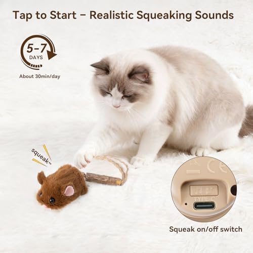 Migipaws Interactive MigiMouse Cat Toy 360° Rolling & Spin - Image 3