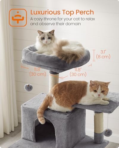 Feandrea Cat Tree, 73.2-Inch Cat Tower, Light Gray - Image 4