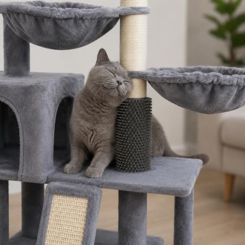 Smouatou Cat Tree with Cat Condo and Two Hammocks, Cat Tower with Scratching - Image 4