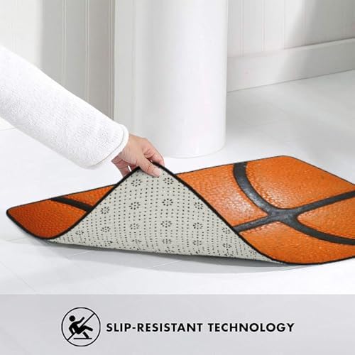 Basketball Texture Area Rug Non-Slip Soft Microfiber Washable Inside Floor Mats - Image 5