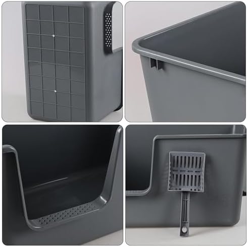 Wekioger 2-Pack Plastic High Sides Open Top Cat Litter Box - Image 2