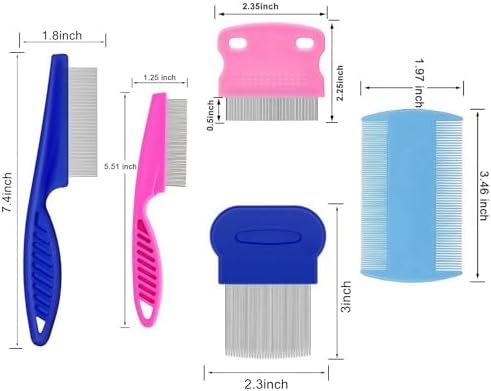 5 Pack Flea Lice Comb, Stainless Steel Dog Cat Grooming Combs - Image 2