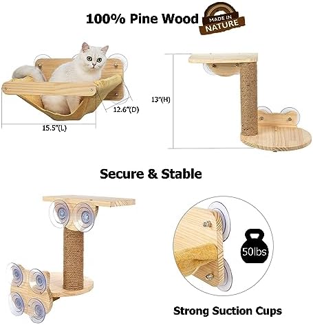 Cat Window Hammock Bed 4pcs/Set Cat Window Perch - Image 6