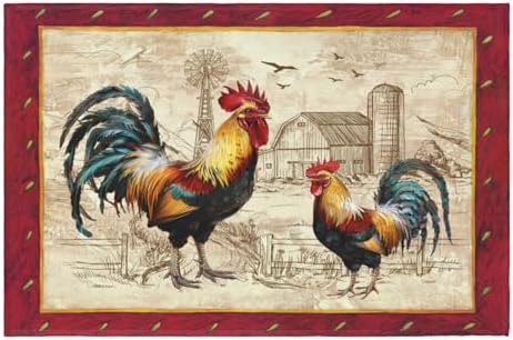 Giwawa Farm Rooster Bath Rug Red Rustic Chicken Bathroom Mat Absorbent Bath by Giwawa